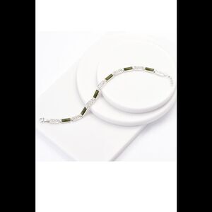 Connemara Marble Sterling Silver Celtic Link Bracelet